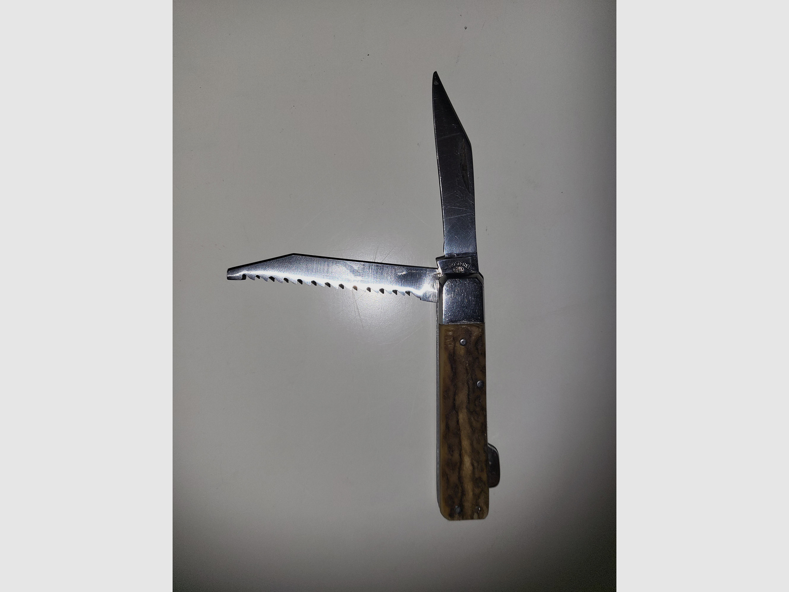 GML Leegebruch Jagdtaschenmesser – Handarbeit – Echtes Hirschhorn – DDR Rarität