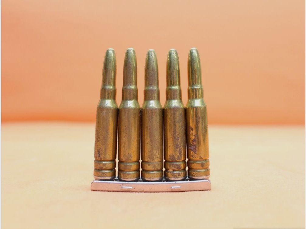 BUND SURPLUS Sammler-/Dekomunition .308Win Exerzierpatrone 7,62x51 BUND/ BGS 5 Stück incl. Ladestreifen FN FAL/G1