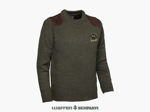 Percussion Pullover mit Stickerei Khaki-Wildschwein