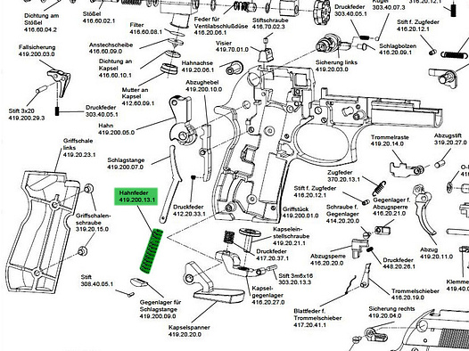 Schlagfeder fĂĽr Umarex CO2 Pistole Beretta 92 FS, Ersatzteil