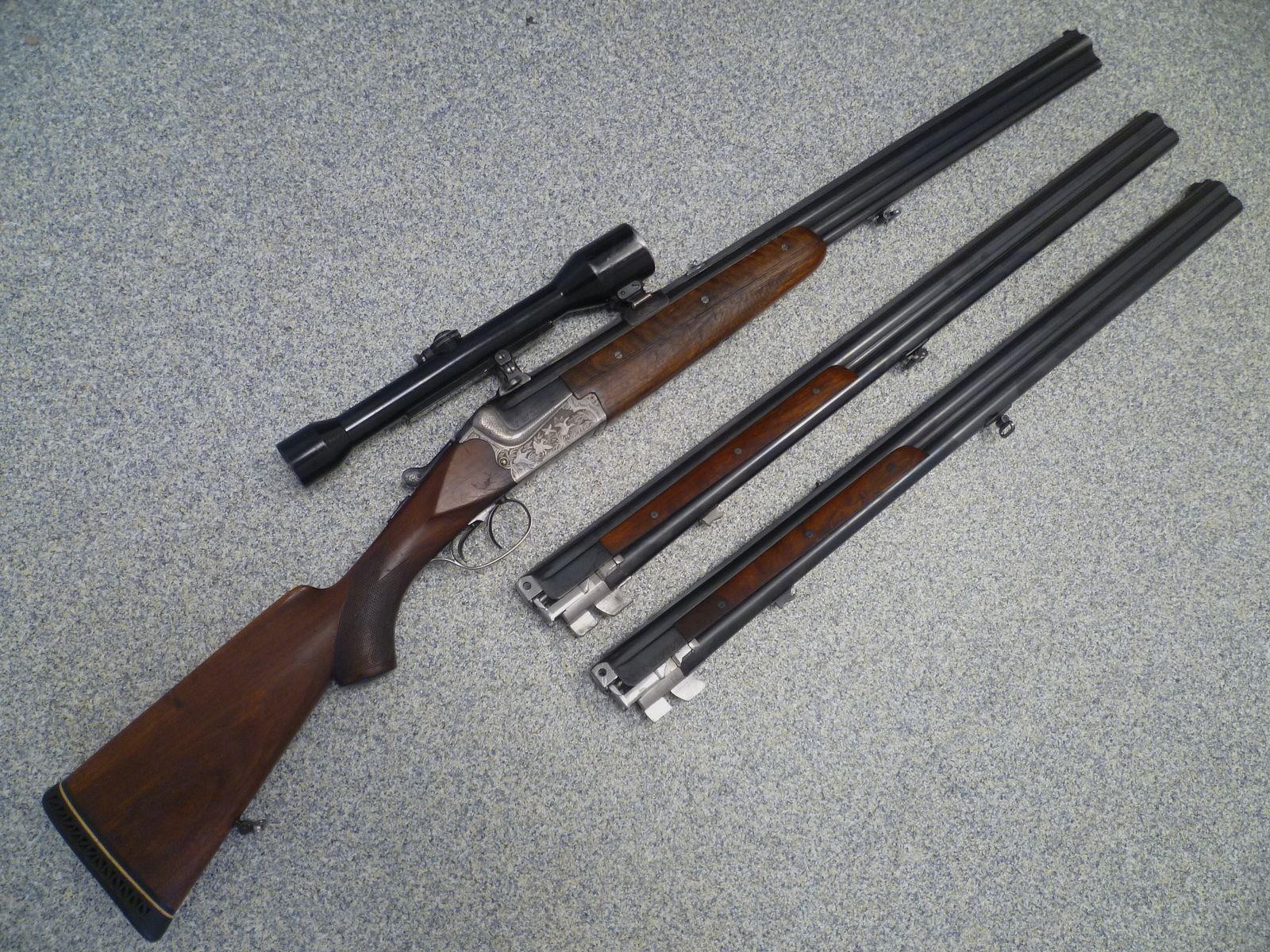 Bockbüchsflinte mit 2 BDF-Austauschläufen Merkel/Bühag/Adamy 8x57IRS & 12/70 sowie 12/70
