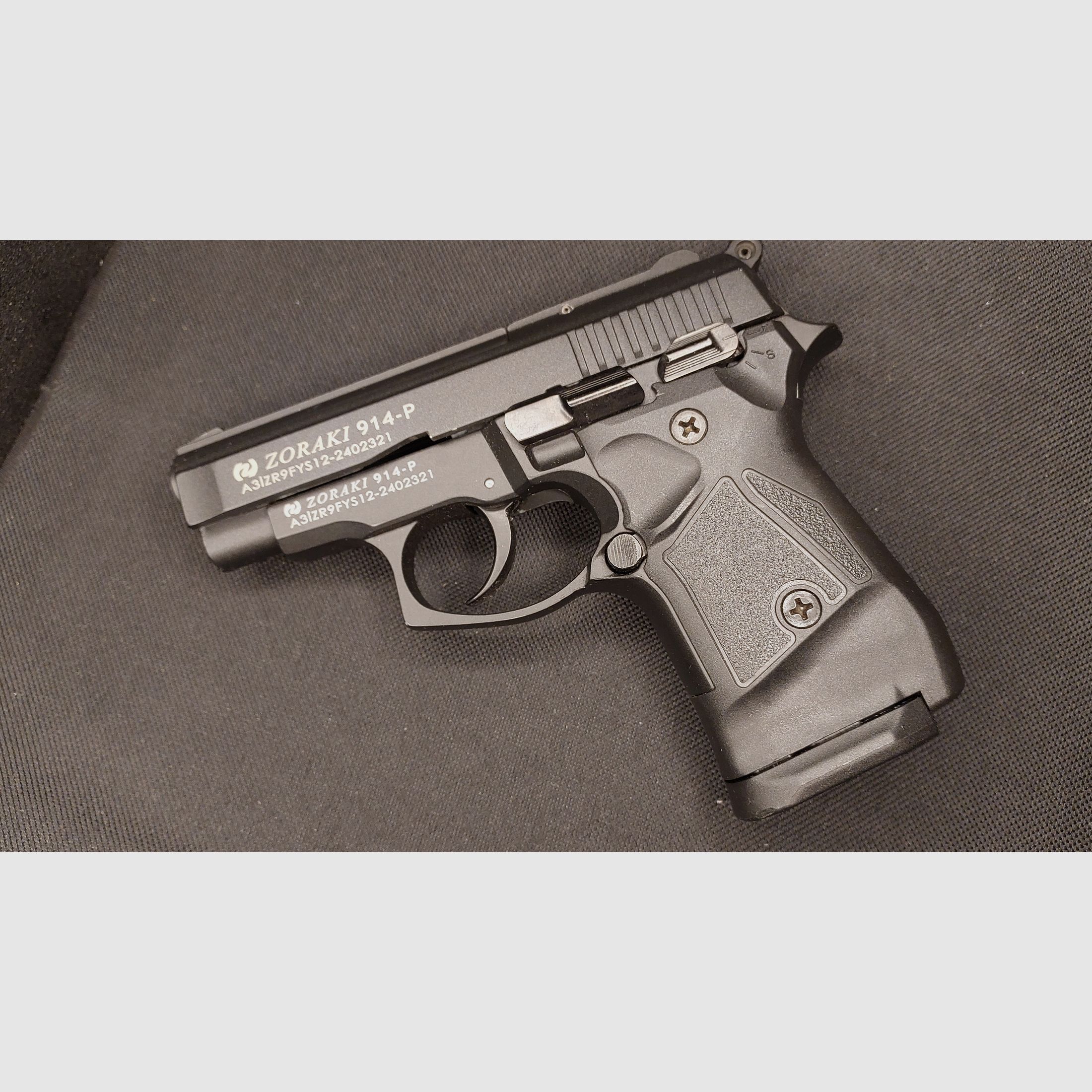 Zoraki 914-P TR-2024 pavonado pistola de fogueo 9mm P.A.K. PTB (1070) Z 914 con cargador adicional de 25 disparos