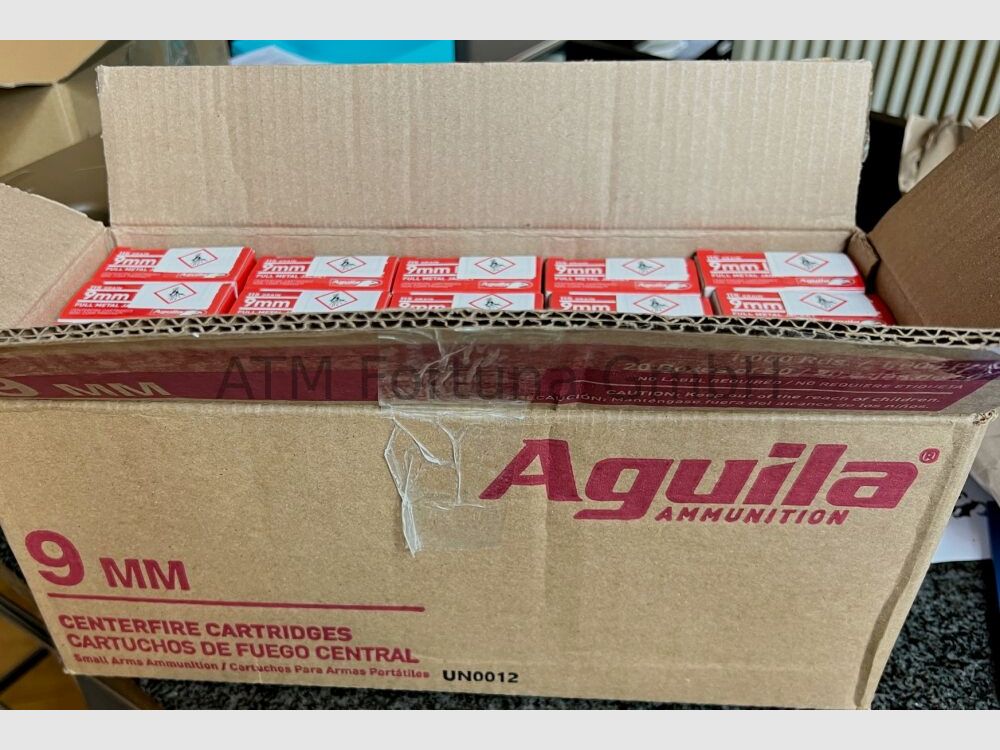 Águila 1000 piezas estándar 9mm Luger (9x19) FMJ 115 grs cartuchos para pistola