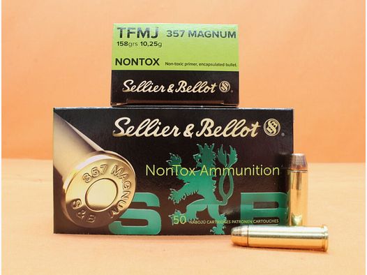 S&B/ Sellier&Bellot cartucce .357Magnum S&B/ Sellier&Bellot 158grs TFMJ NONTOX VE 50 cartucce/ 10,24g palla intera