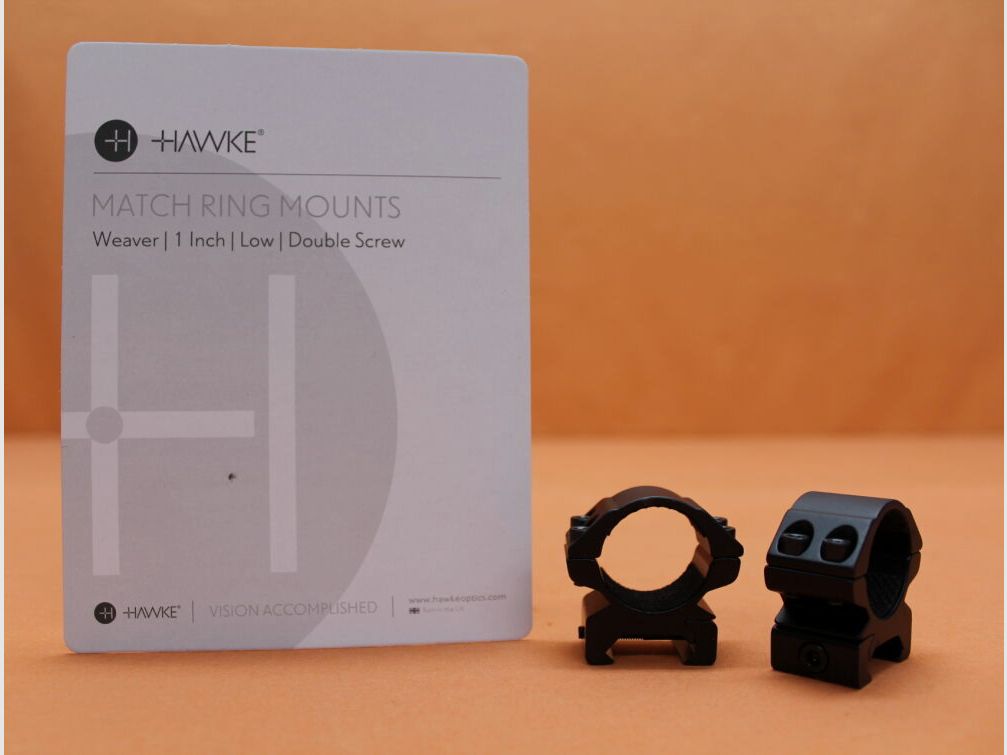 HAWKE HAWKE Pierścienie montażowe Match 1" niskie (22112) BH=6mm Aluminium czarne matowe do profilu Weaver-/ Picatinny