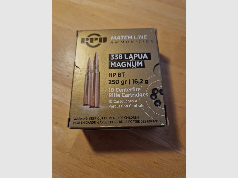 .338 Lapua Magnum PPU Match Line  HP BT 250 grs. 10 Stück