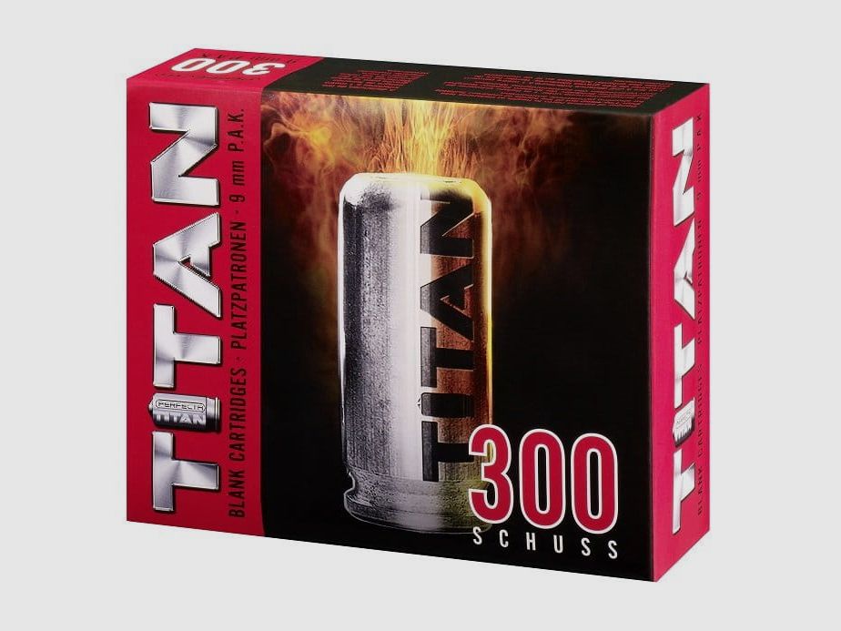 Perfecta Titan 9 mm P.A.K. Platzpatronen - 300 Stk. Set