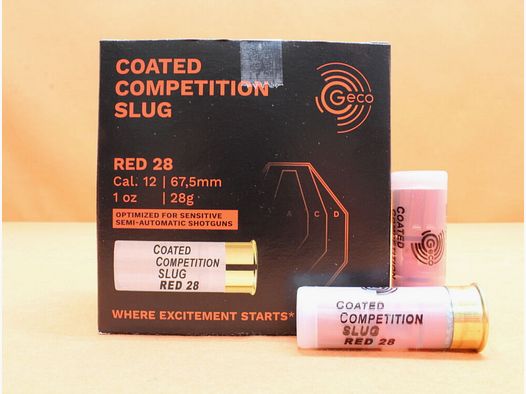 GECO Patronen 12/67,5 GECO 28g Slug (2410247) VE 25 Patronen (Gecoate Concurrentie Rood) SEMI-AUTO