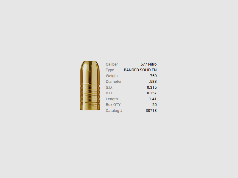 Barnes bullet .583 / .570 Nitro Express 750GR Banded Solid 20 pieces