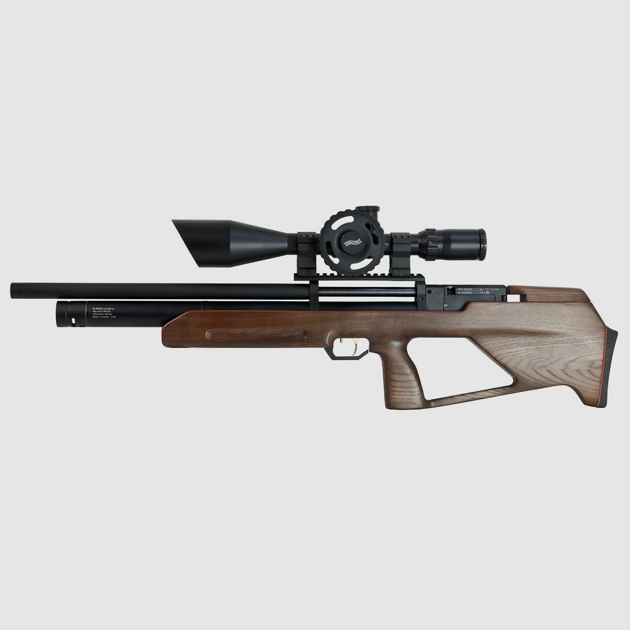 Bullpup Pressluftgewehr Zbroia Kozak mit integriertem SchalldĂ¤mpfer Holzschaft braun Kaliber 4,5 mm (P18)