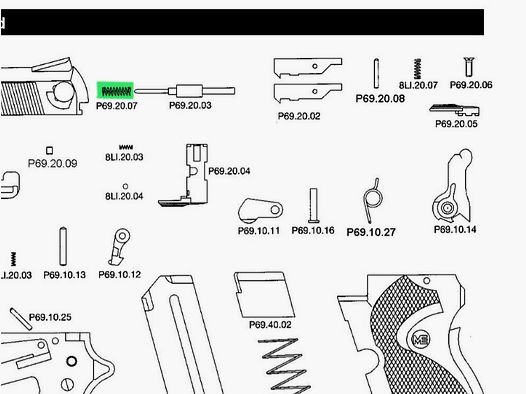 Schlagbolzenfeder fĂĽr Schreckschuss-, Gas-, Signalpistole Melcher ME 69 Springfield, Ersatzteil