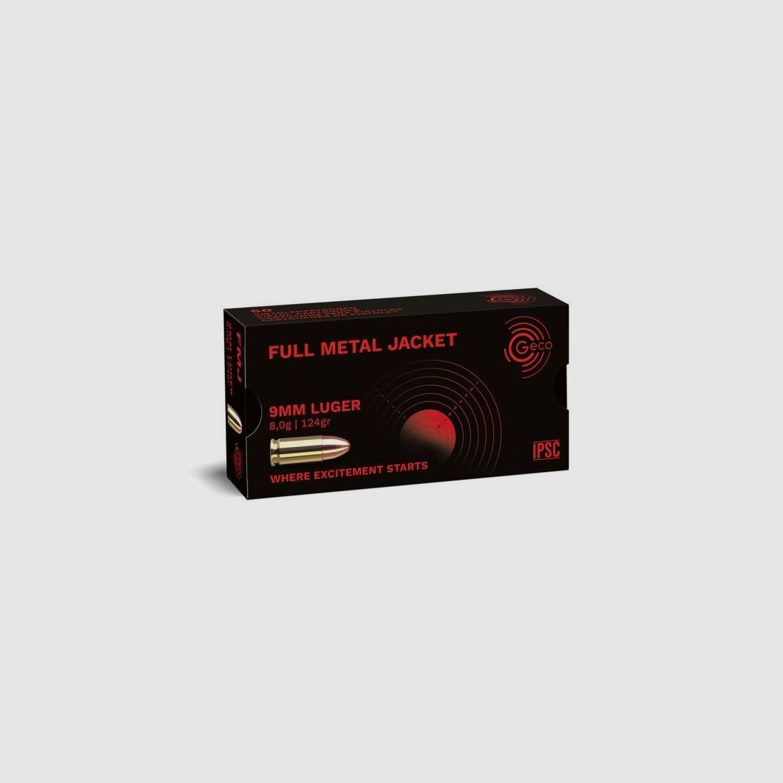 Geco Kal. 9mm FMJ 8gr 124 grs - Box mit 50 Stk.