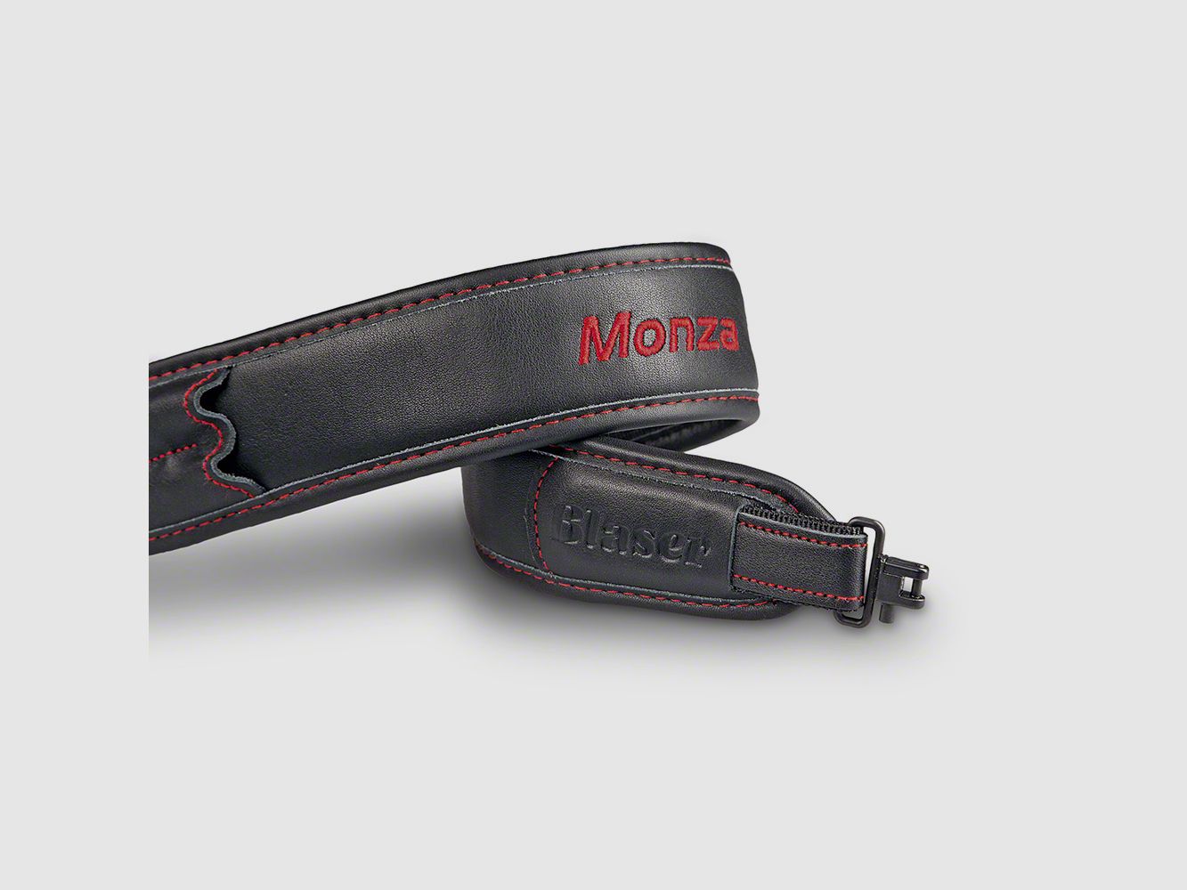 BLASER cinghia per fucile extra larga: pelle nera -MONZA- con 2 port cartucce, immagine 1 di 3