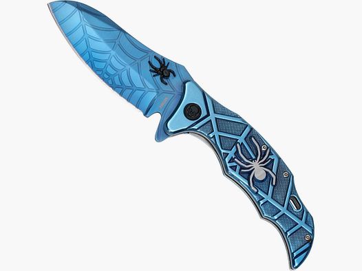 Cuchillo plegable azul Spider con araña aplicada