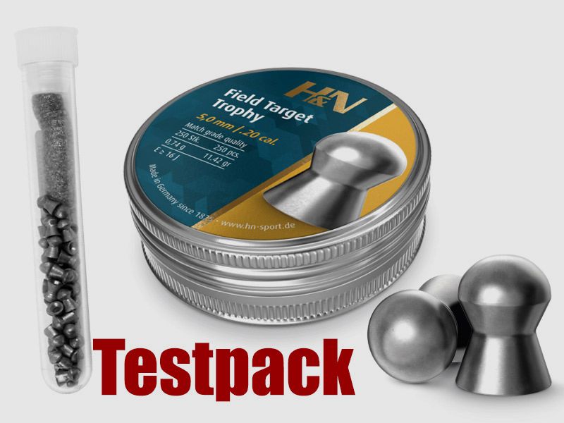 Testpack Rundkopf Diabolos H&N Field Target Trophy Kaliber 5,0 mm 0,74 g glatt 40 StĂĽck