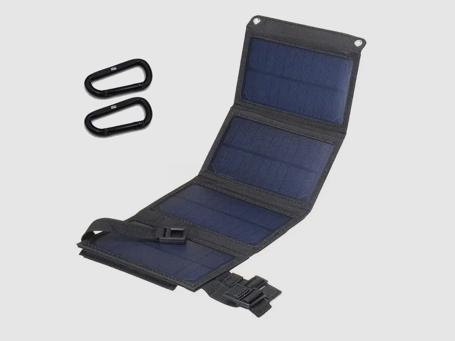 Piccolo pannello solare pieghevole con porta USB 10-20 watt in nero
