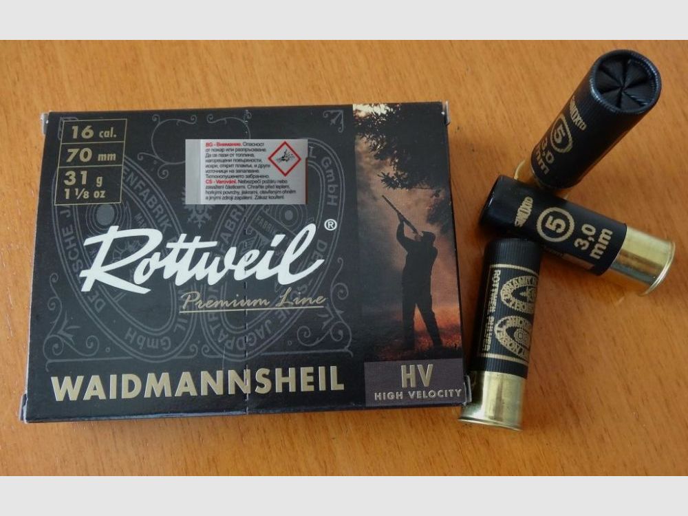 Rottweil Rottweil Schrotpatronen Waidmannsheil HV Plastik 16/70-3,0mm