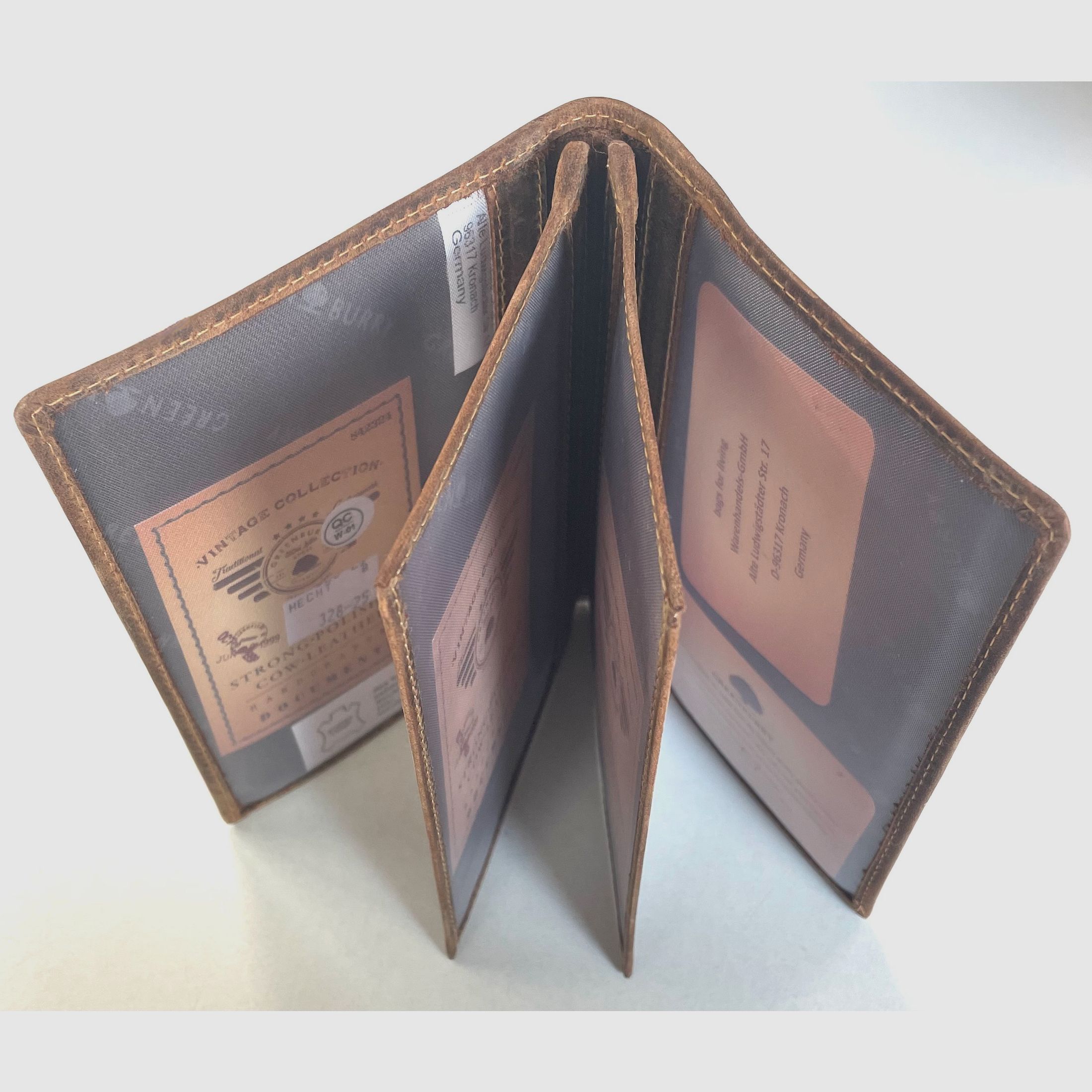 Greenburry 328B-Hecht-25 Vintage Ausweismappe 4tlg. Hecht brown