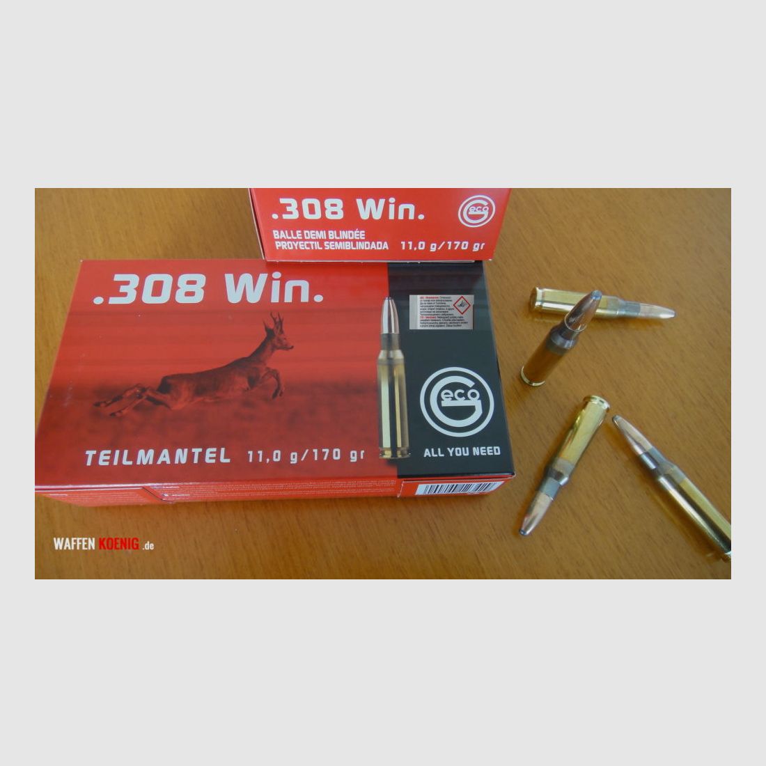 GECO	 80 GECO Patronen 308.Win.Teilmantel 11,0 g