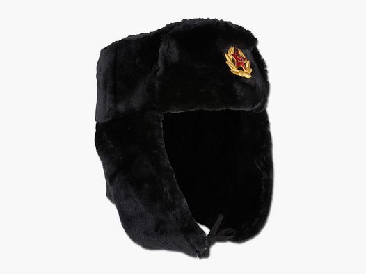 MFH MFH Russische Fellmütze mit Abzeichen schwarz