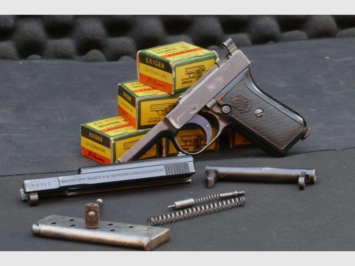 Mauser 1910, 765mm Browning, Ersatzteilträger, Lauf aufgebaucht.