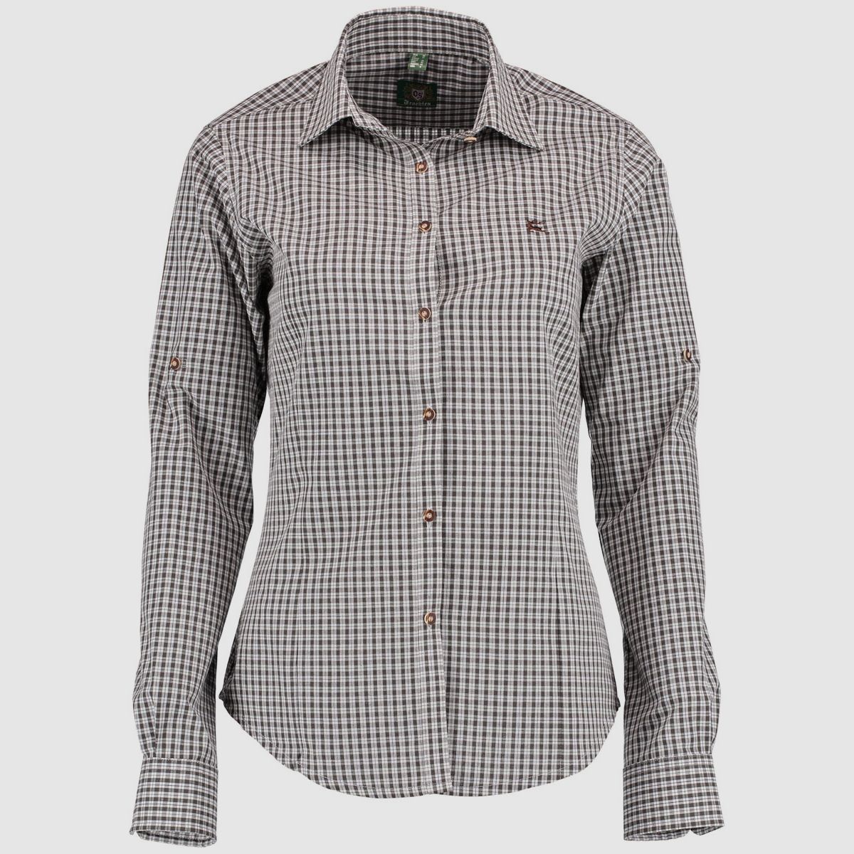 Orbis Textil Damenbluse 1/1 Arm mit Strickerei Dunkelgrün - 34