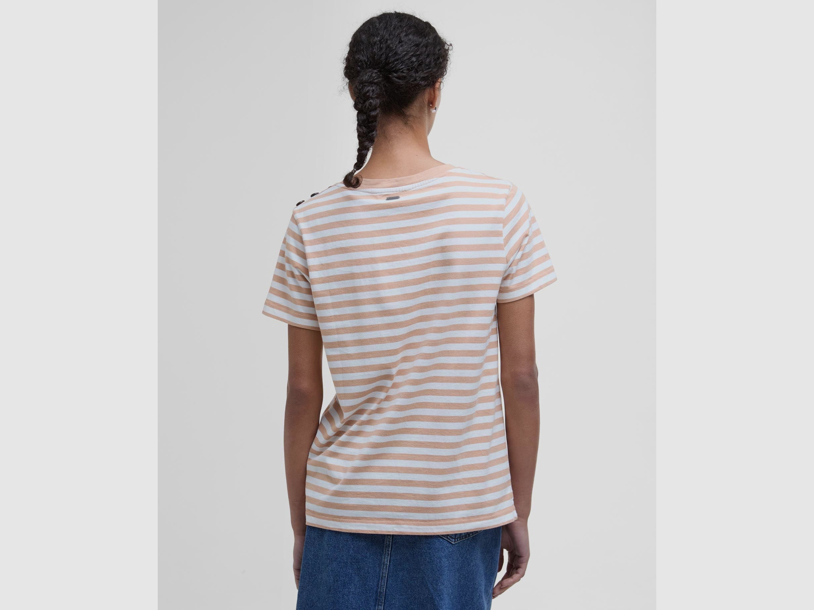BARBOUR T-Shirt Ferryside Striped Toast