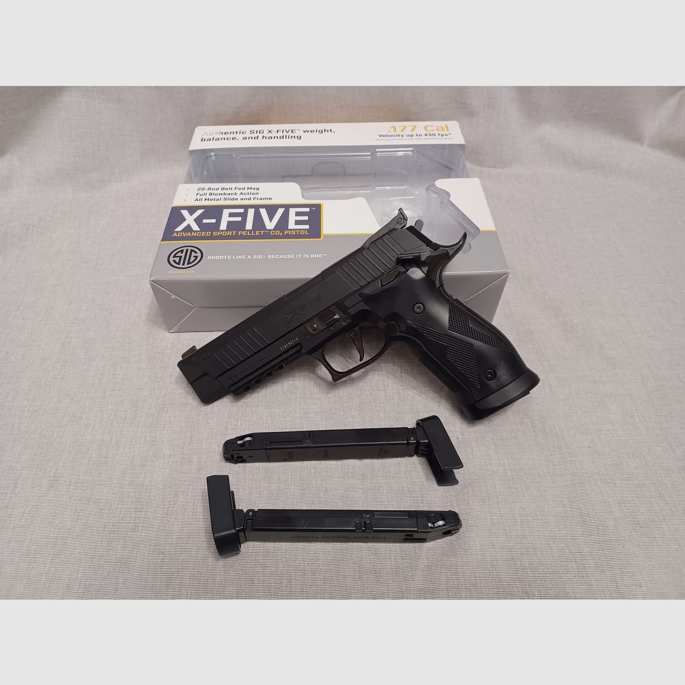 SIG SAUER X-Five / 4.5 mm Diabolo / BlowBack / CO2 / Pistol / Original Packaging (83)