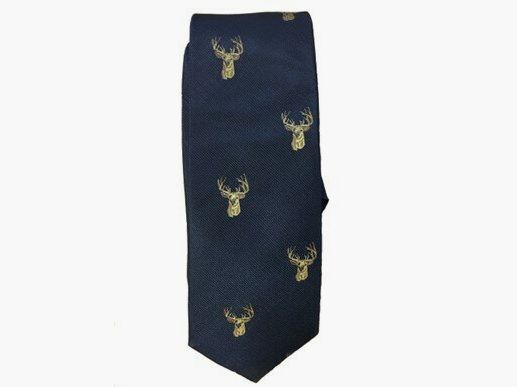 Cravate Lovergreen Motif Cravate en soie bleu marine Cerf