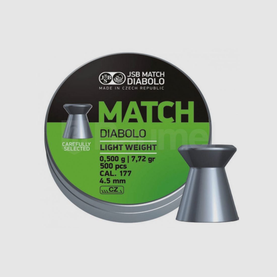 BOX MIT 500 JSB DIABOLO GREEN MATCH LIGHT WEIGHT CAL.4.5