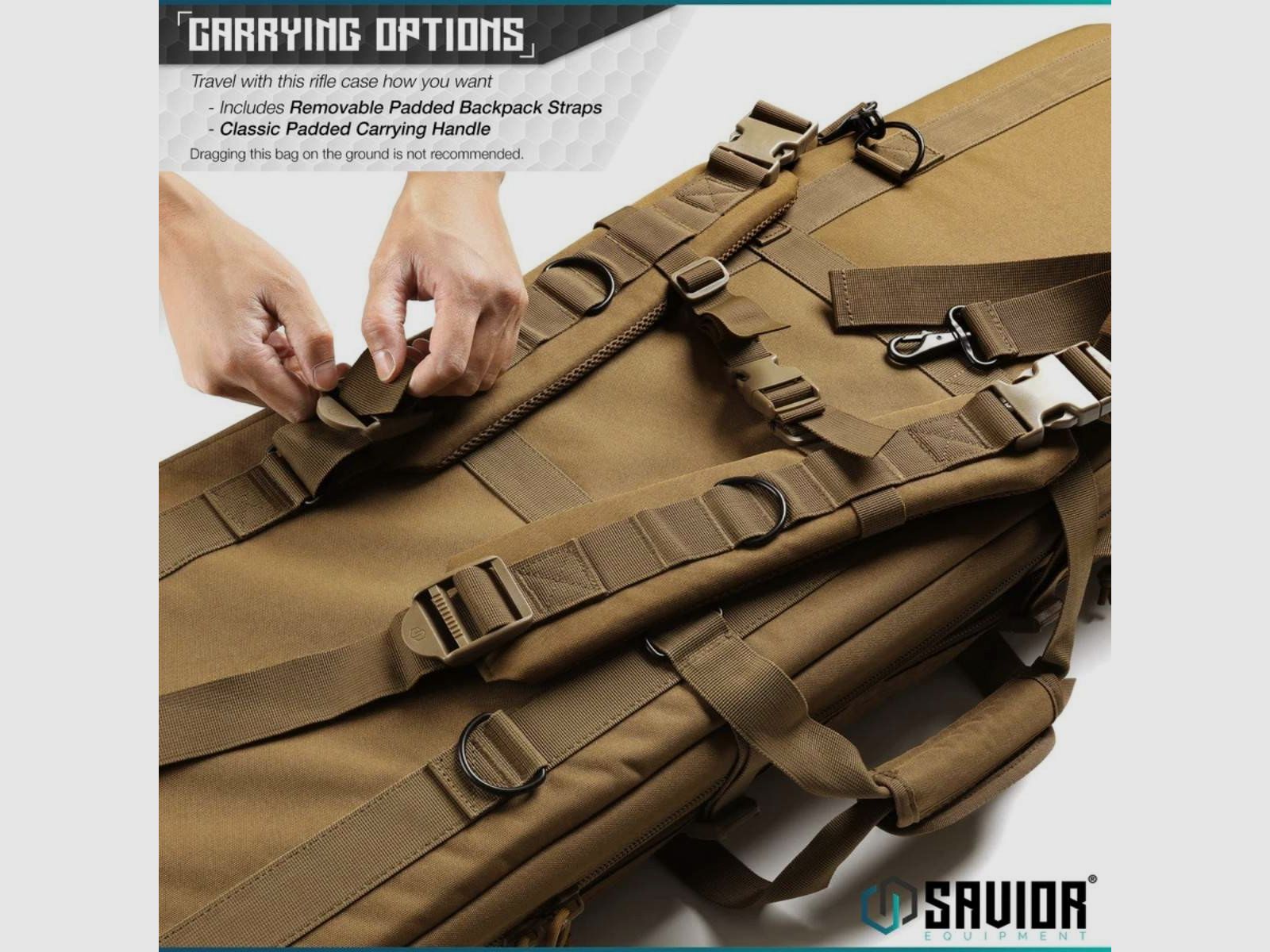 Savior – Double Rifle Bag – American Classic – 55" – Tan – RB-5512DG-V1-TN, image 6 of 6