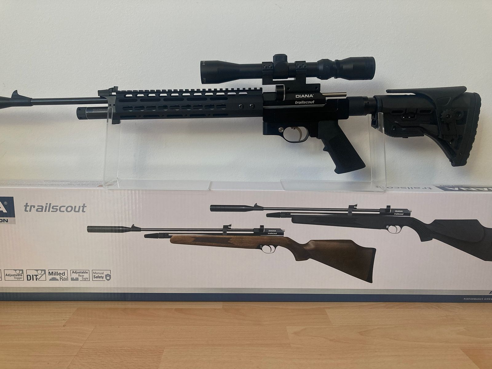 Diana Trailscout Luftgewehr 4,5mm Umbau AR15-Stil 7,5J, inklusive Zielfernrohr und 12J Ventil (nicht eingebaut)
