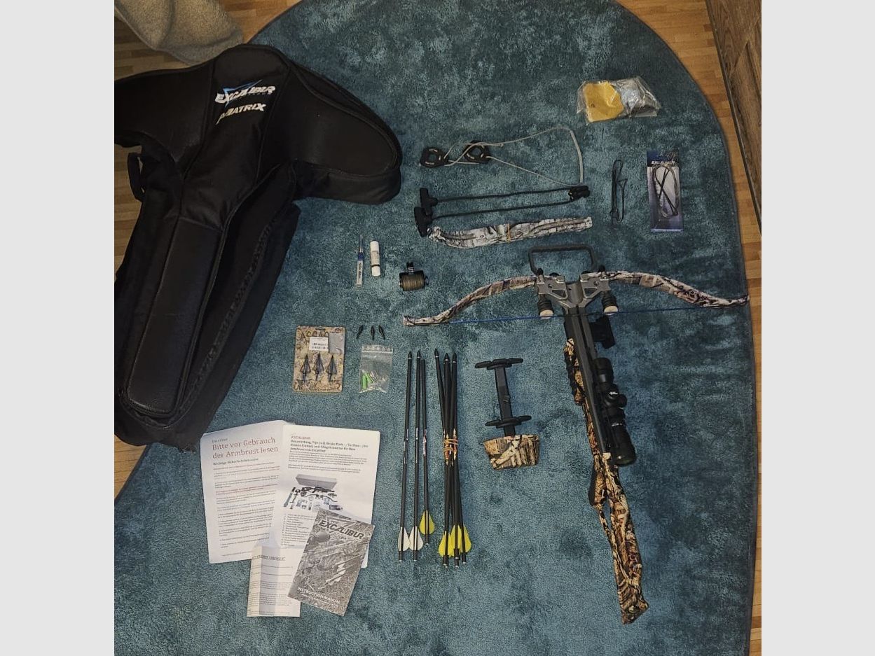 Excalibur Matrix 330 Armbrust + viel Zubehör (Ersatzwurfarme, Tasche, ZF) – sehr guter Zustand