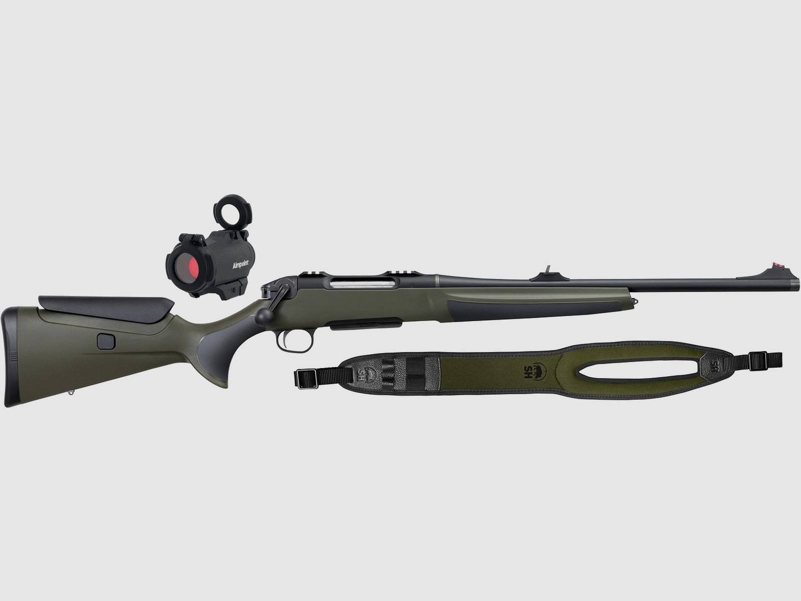 Haenel Jaeger NXT Composite inklusive Leuchtpunktvisier und Gewehrriemen, Kal. .300 Win. Mag.