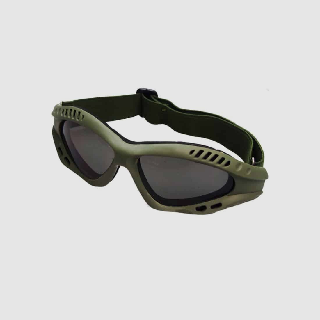DELTA SIX FlexProtect Airsoft Schutzbrille (oliv - Smoke Glas)