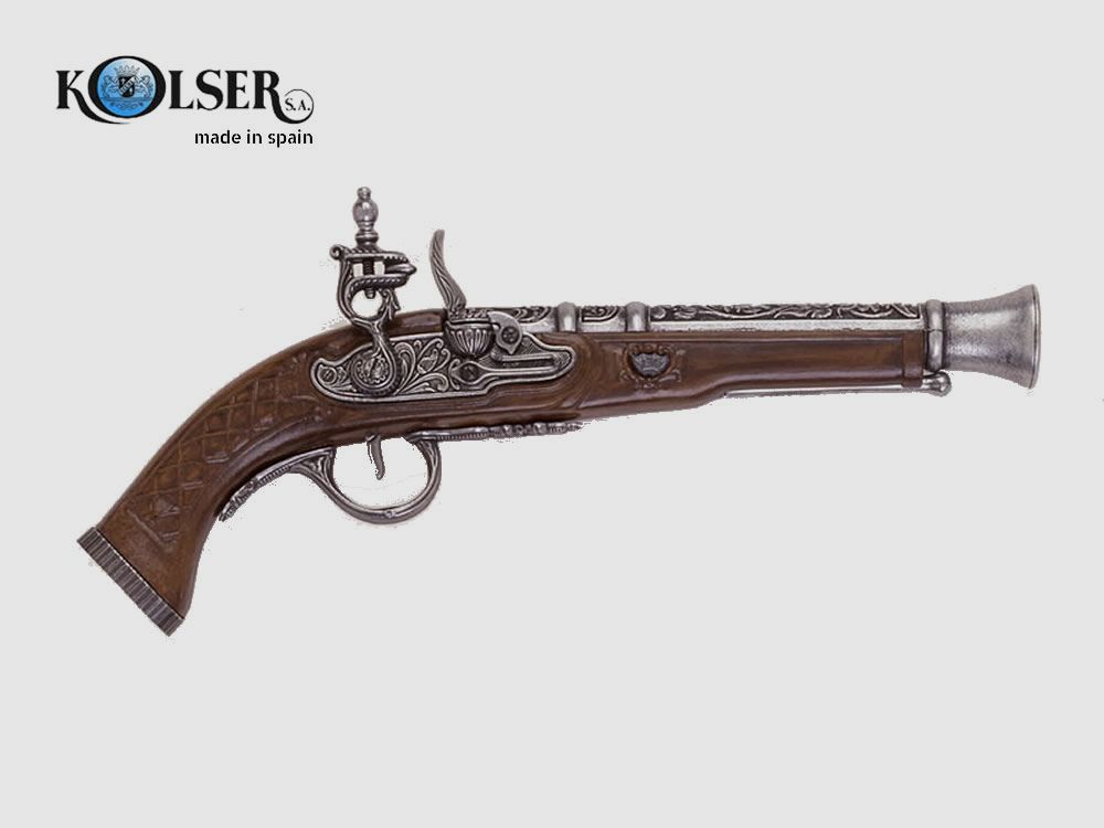 Kolser Deko Steinschloss Tromblon, Holzimitat, stahlfarben, 36 cm, verziert