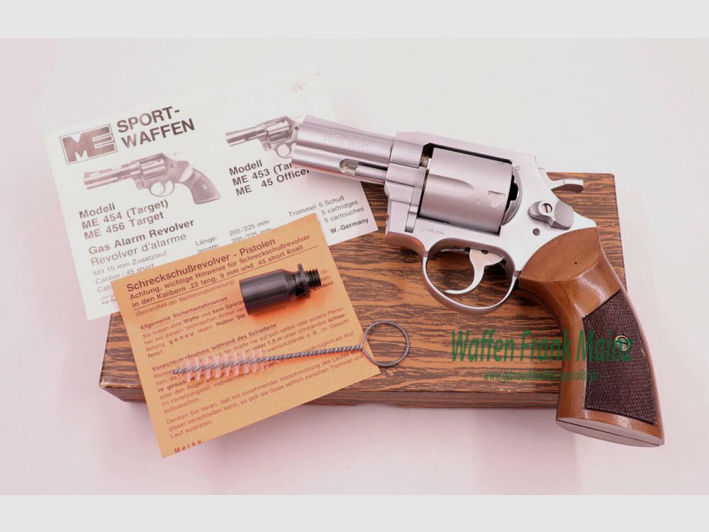 Melcher Cuno, Solingen ME 45 Officer matt verchromt .45short Knall, Bild 1 von 3