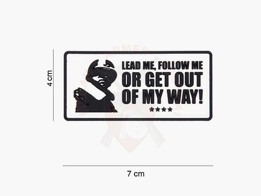 3D-pvc-patch Lead Me, Follow Me Zwart & Wit