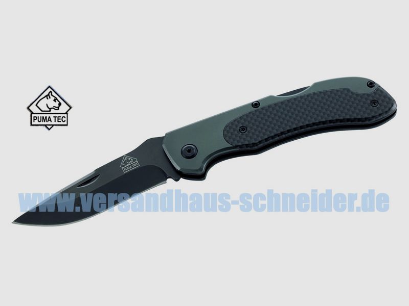 Puma TEC Taschenmesser, AISI 420 Stahl, Aluminium-Heft Carbon-Einlage GĂĽrtelclip