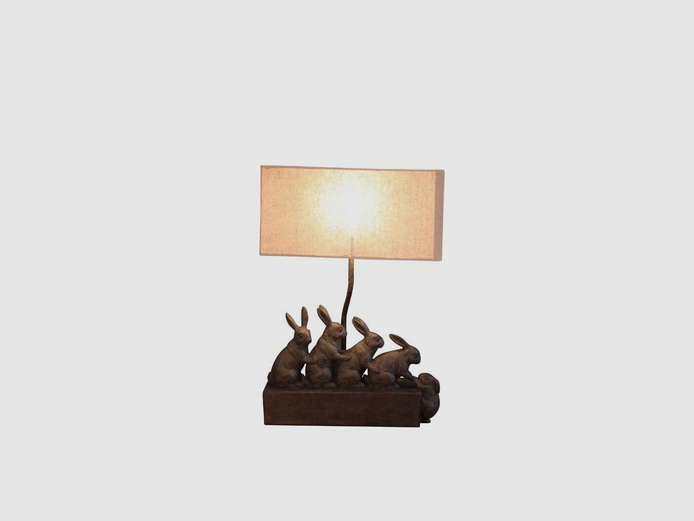 Lovergreen Lampen mit Tiermotiven Motiv Kaninchenfamilie Lampe + Lampenschirm - Polyresin