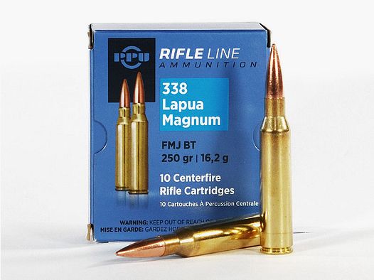 PPU .338 Lapua Magnum, Full Metal Jacket 250 grs 1 Pack (10 rounds at €3.995 each)