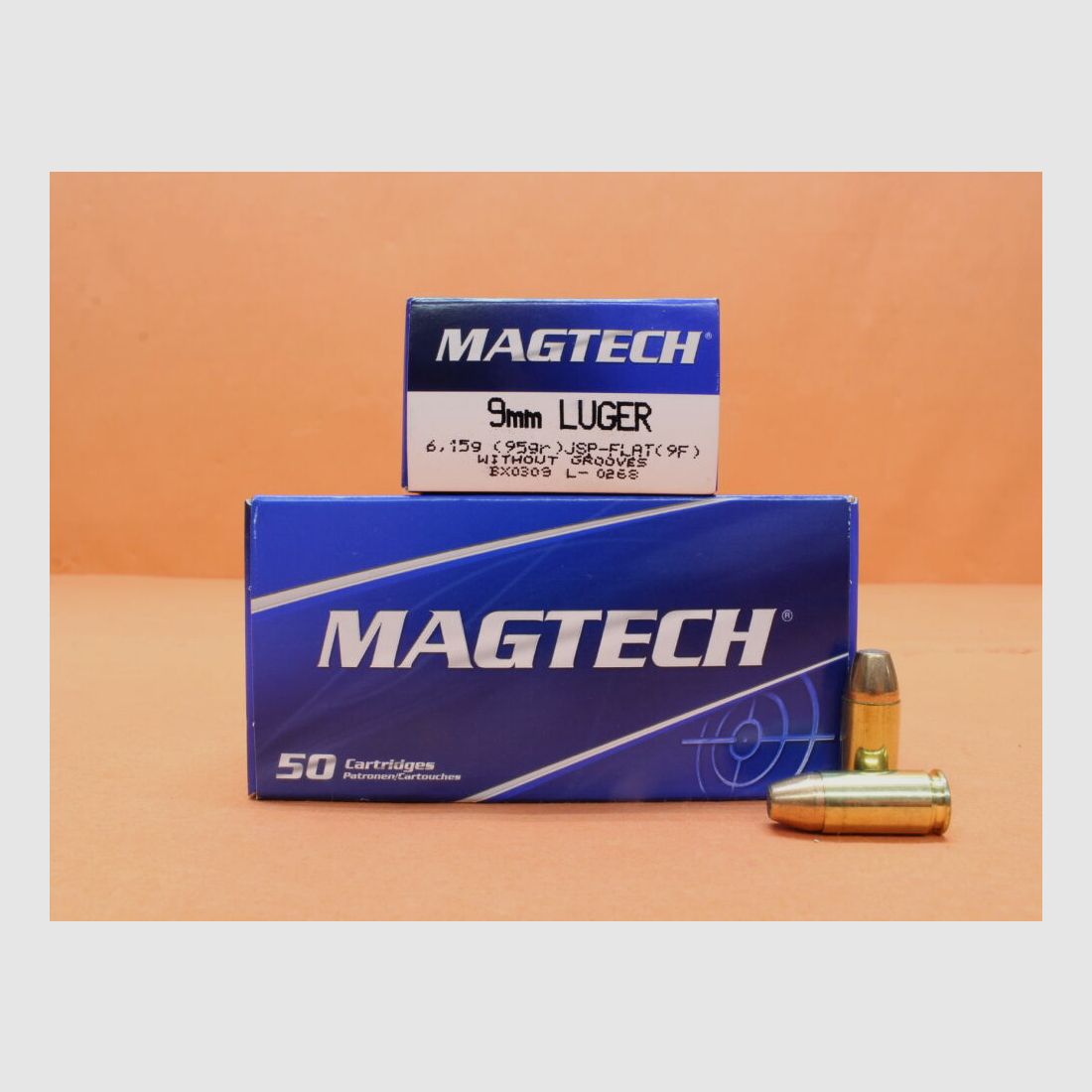 Cartuccia Magtech 9mmLuger Magtech 95grs JSP-FLAT (9F) VE 50 cartucce/ 6,15g proiettile parziale