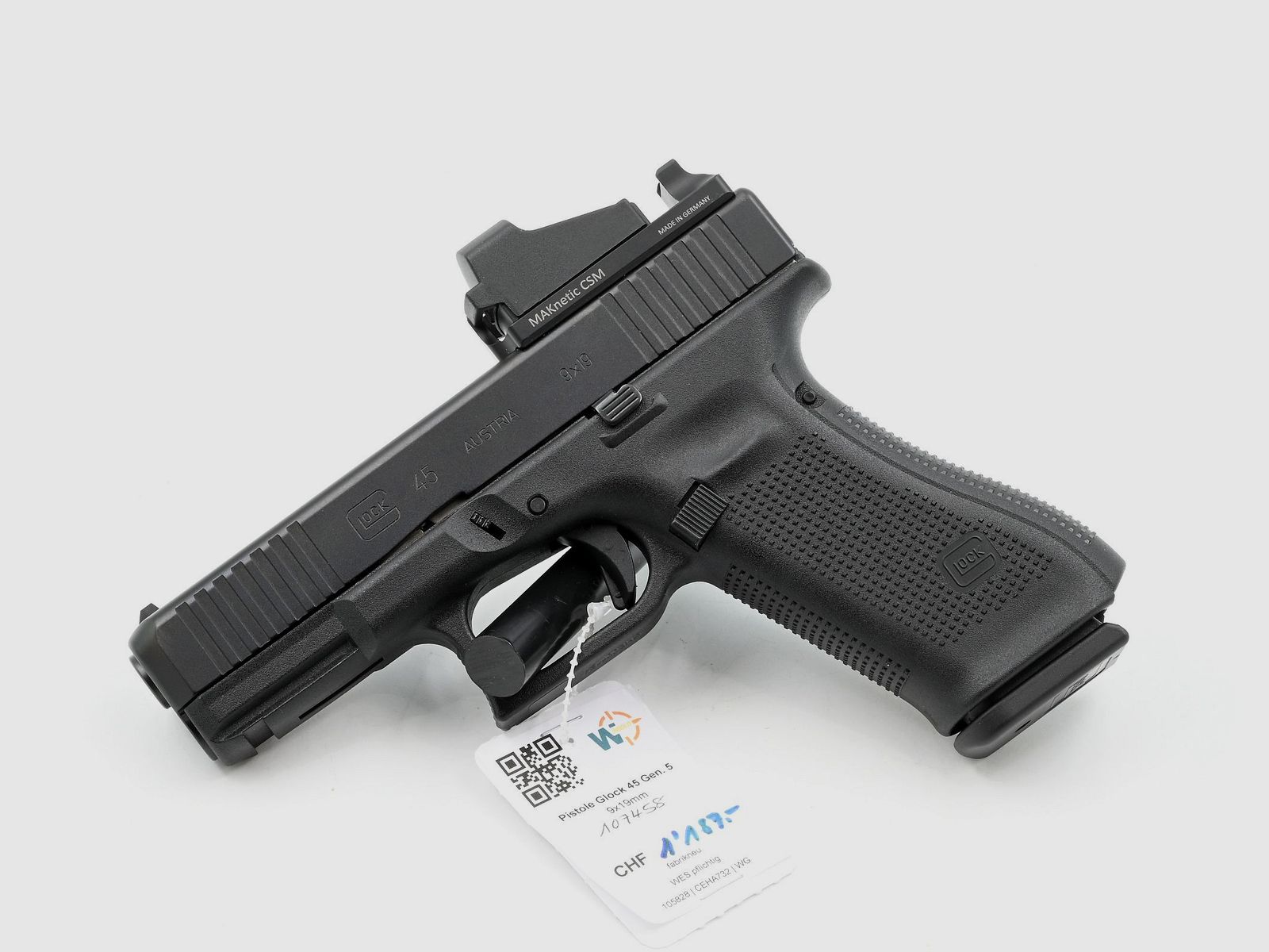 Pistole Glock 45 Gen5, 9×19, MAK-Montage, Reflexvisier Shield SMS, Bild 1 von 2