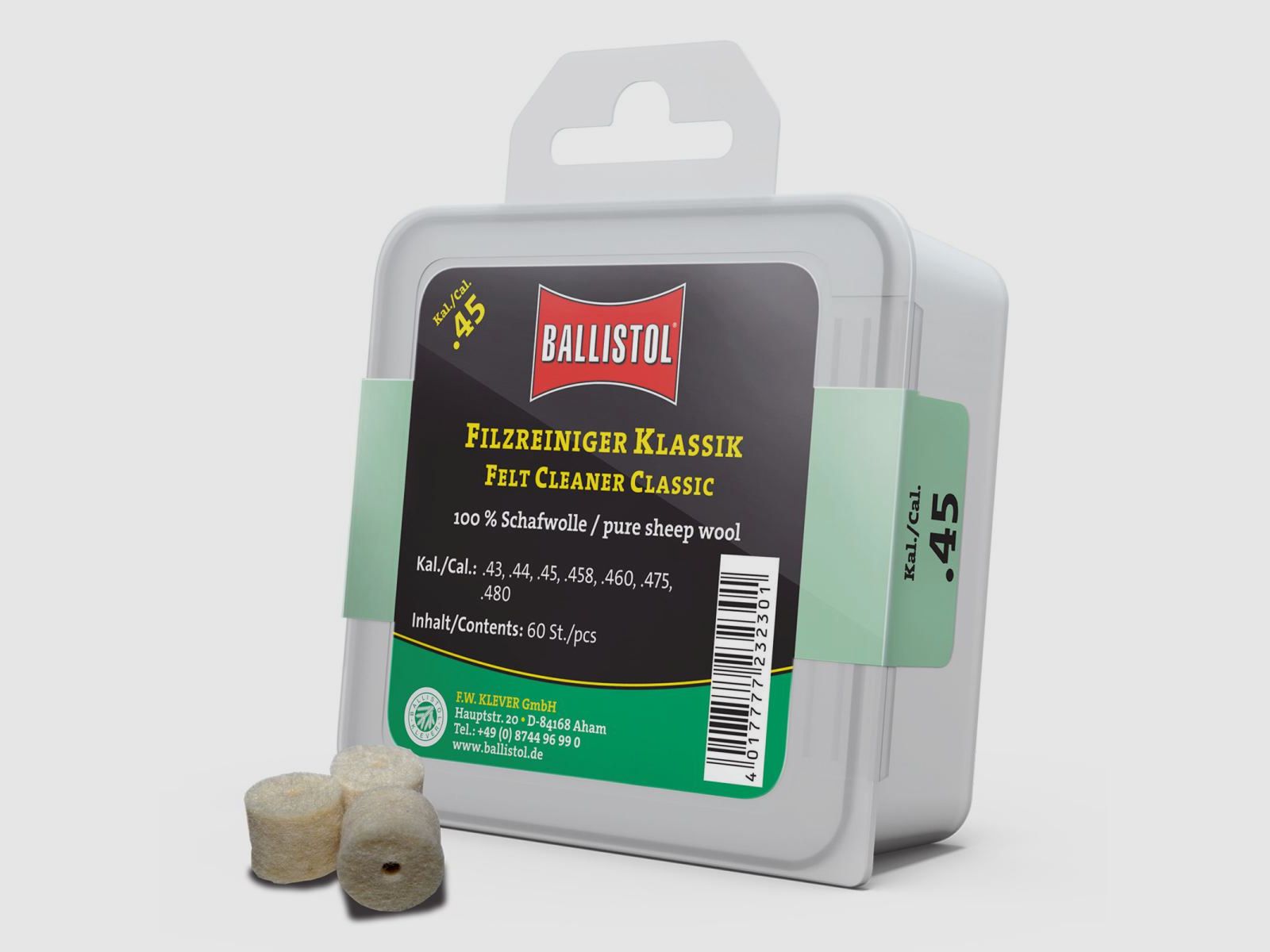 Ballistol Viltreiniger Klassiek / 60 stuks / Kal. .45