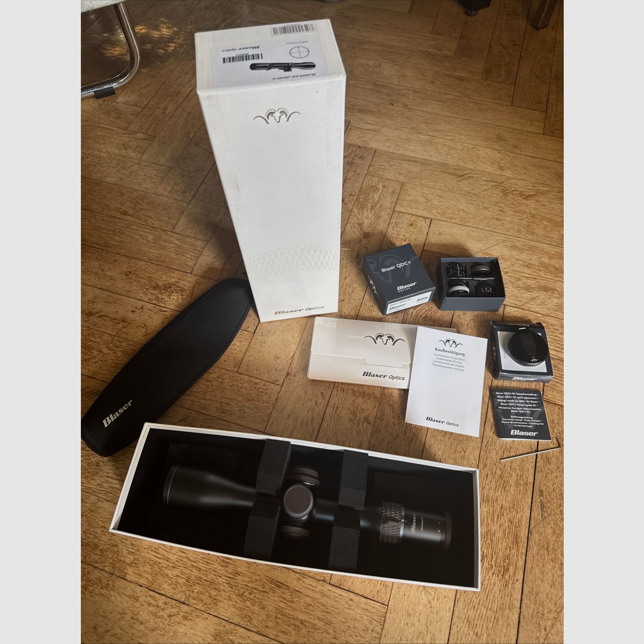 Blaser Zielfernrohr B1 2,8–20 × 50 iC mit Blaser ODC+ & Objektiv‑Cover +Schiene