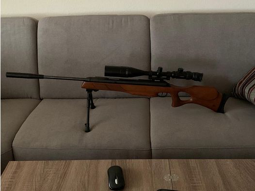 Diana 56 TH sidelever air rifle free from 18 with F in pentagon, with scope and suppressor