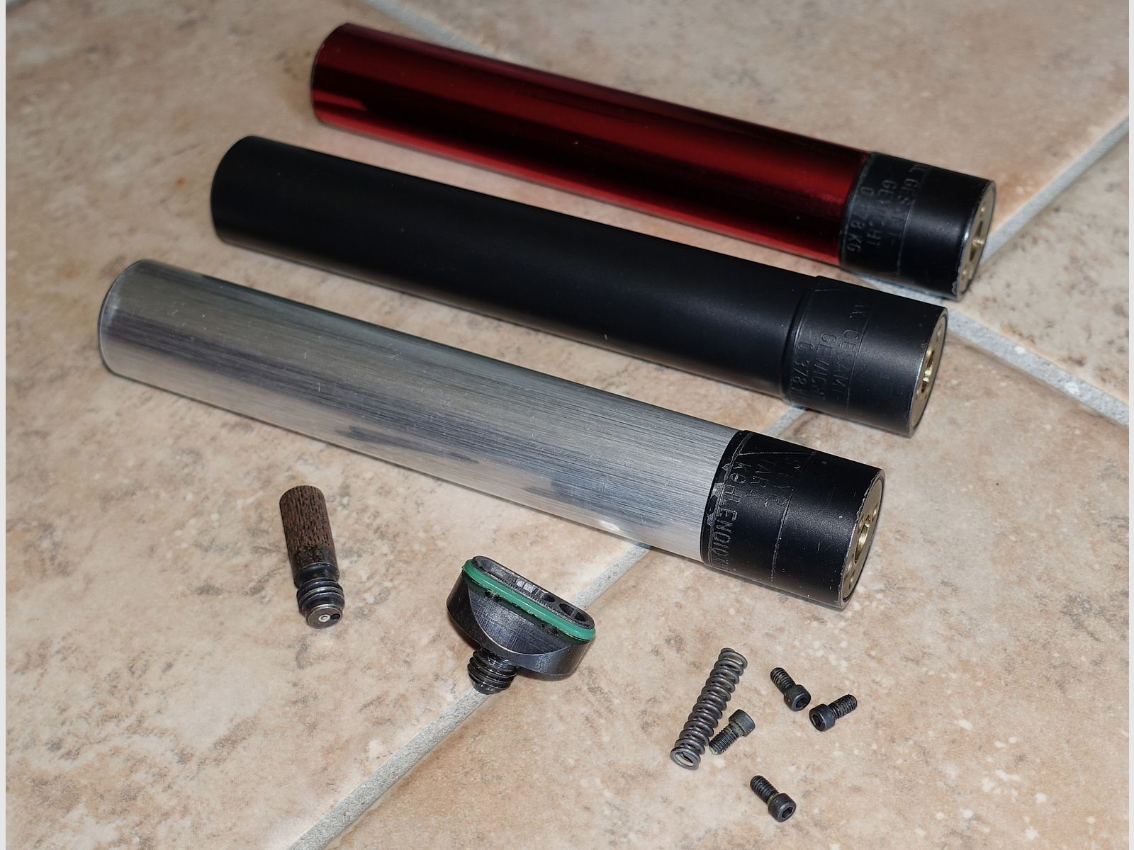 3 pieces Steyr cartridges + Steyr CO2 connection, spring and release screw