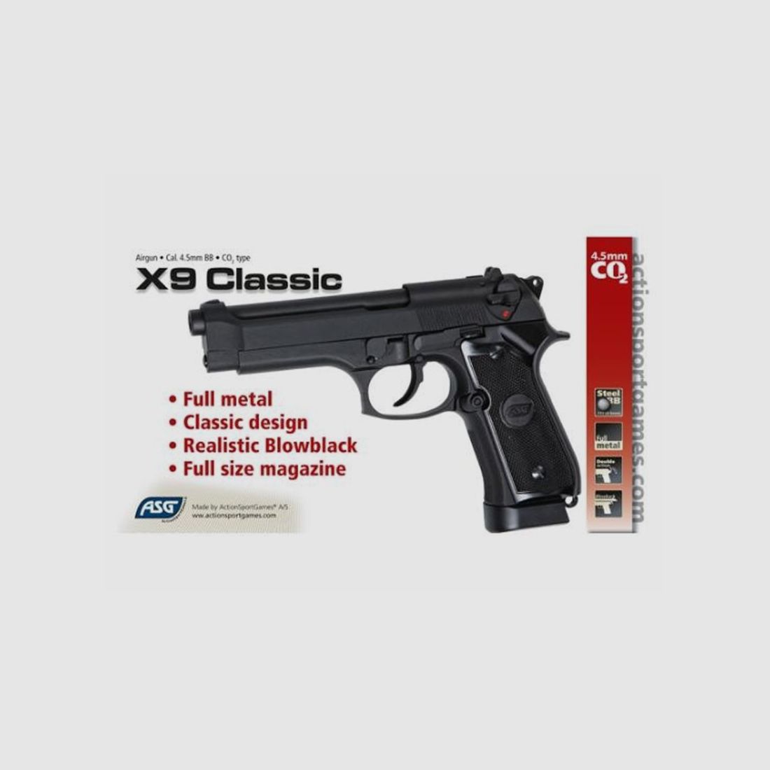 Pistolet CO2 ASG X9 Blowback, image 2 sur 2