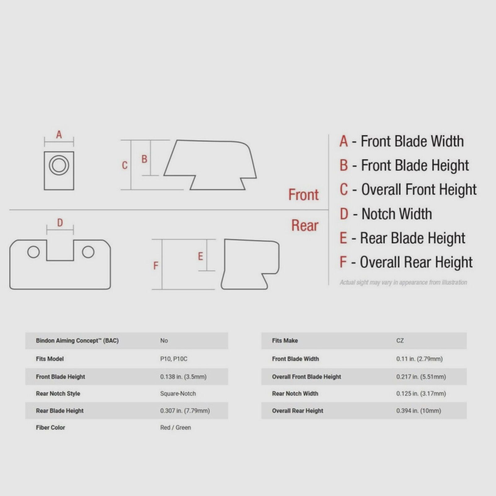 Trijicon Sight Set Fiber Red CZ P10/P10C