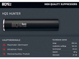 HQS Schalldämpfer HUNTER Kaliber max. 7,62mm/.30 inklusive Adapter Over Barrel